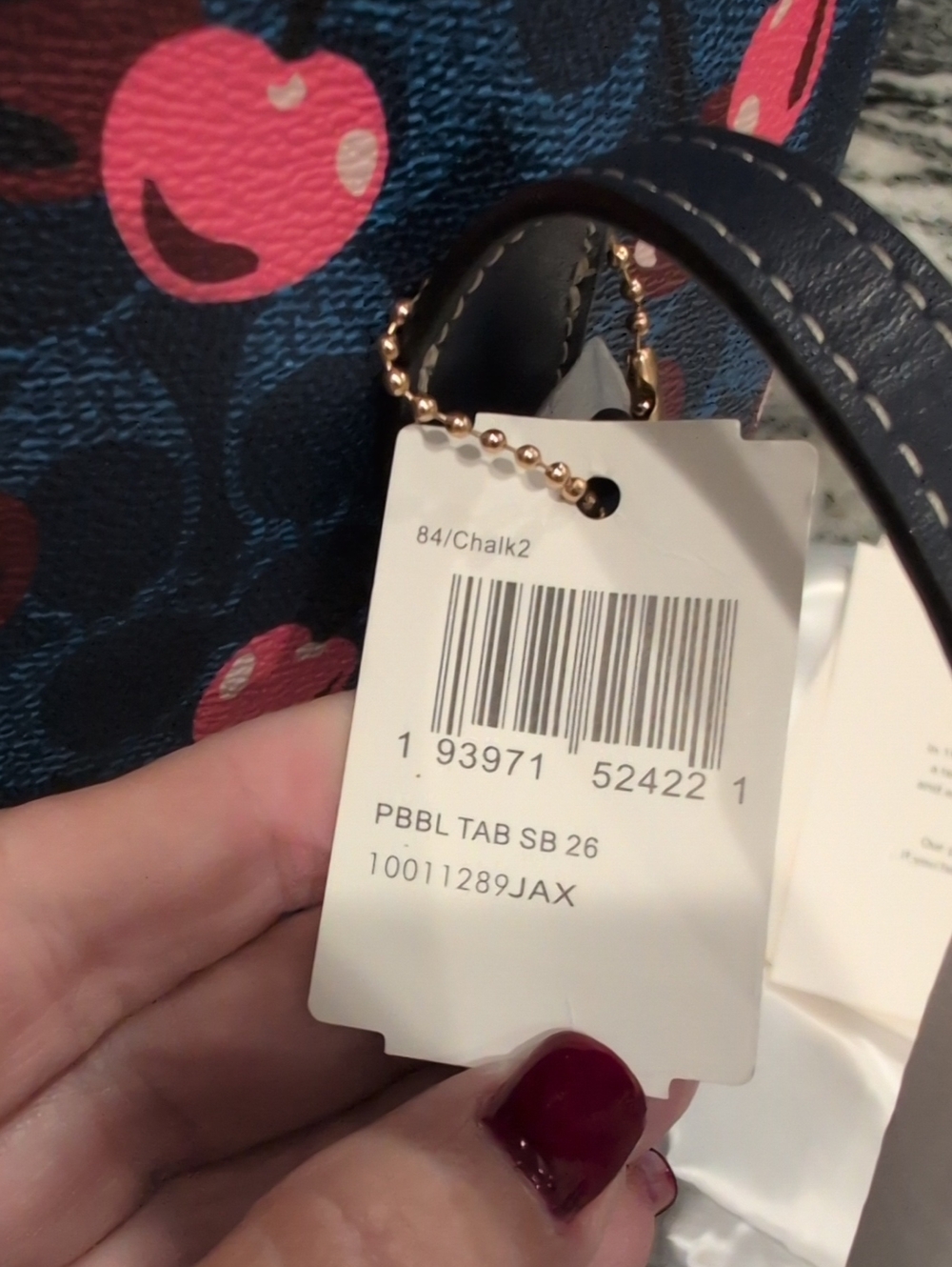 Coach City Tote Bag Cherry Print - Blue - Picture 2 of 11